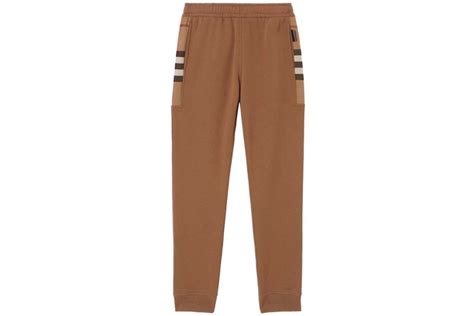 burberry sports striped cotton blend sweatpants|Check Panel Cotton Blend Jogging Pants in Black/birch brown.